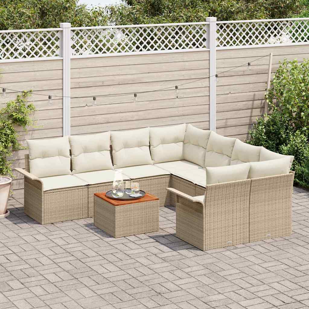 Garten-Sofa-Set 9 pcs Beige und Creme 55 x 55 x 37 cm